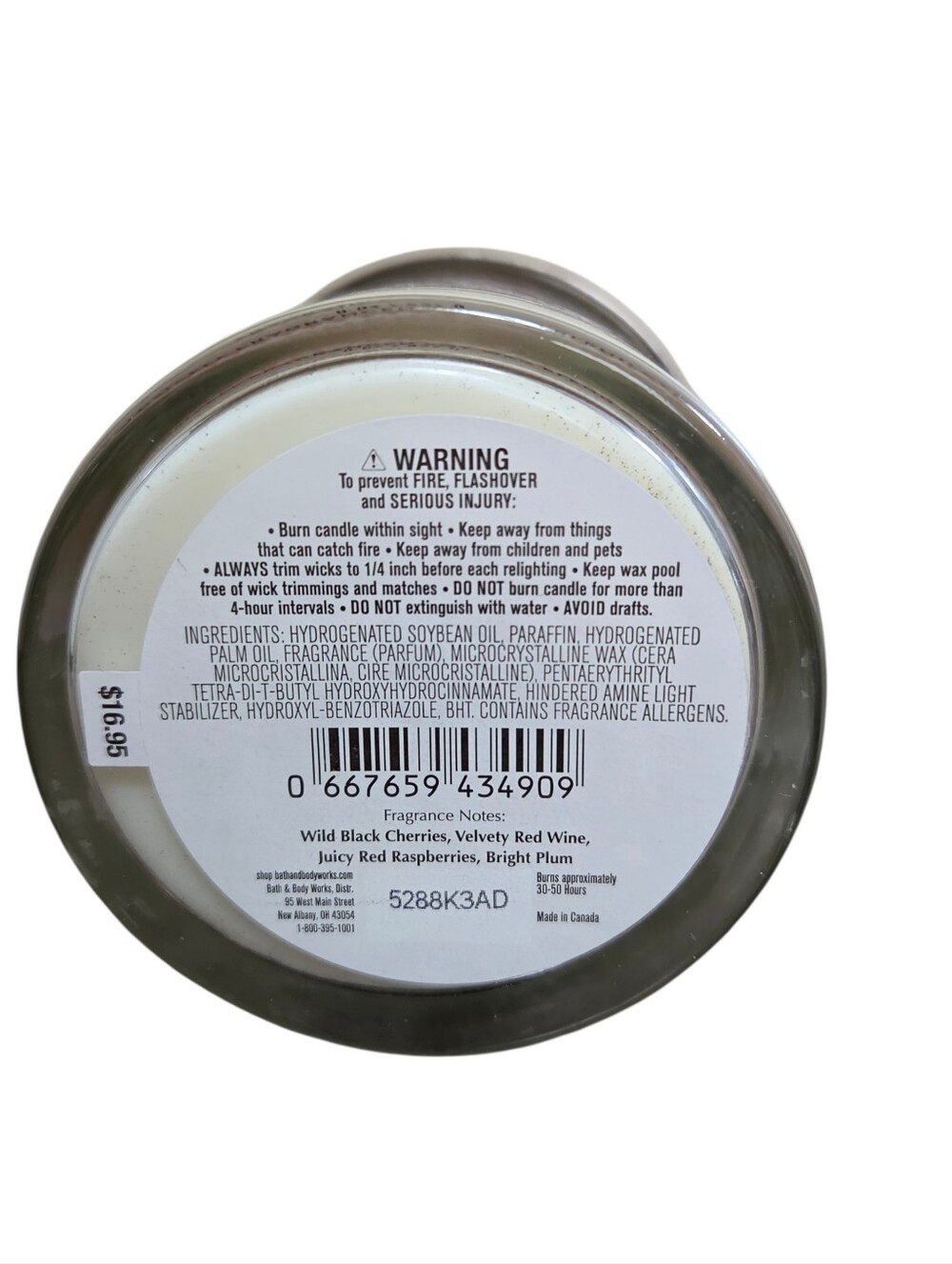 Bath & Body Works Black Cherry Merlot Single Wick Candle NEW - Picture 4 of 4